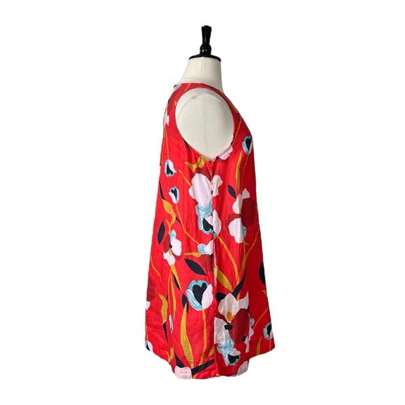 Sigrid Olsen Dress Sleeveless A-line 100% Linen Red White Floral Women’s Size XL - Picture 3 of 10